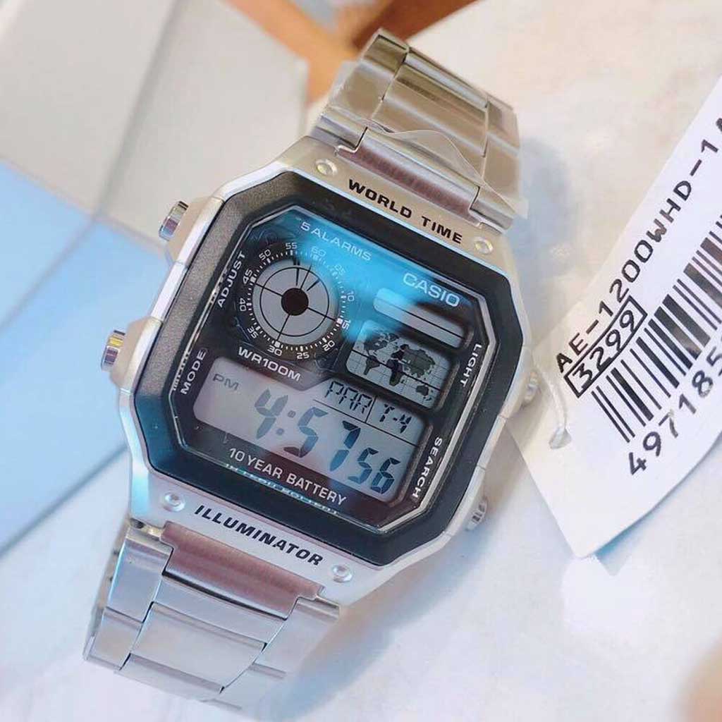 Đồng hồ nam Casio AE 1200WHD 1AVDF góc nghiêng