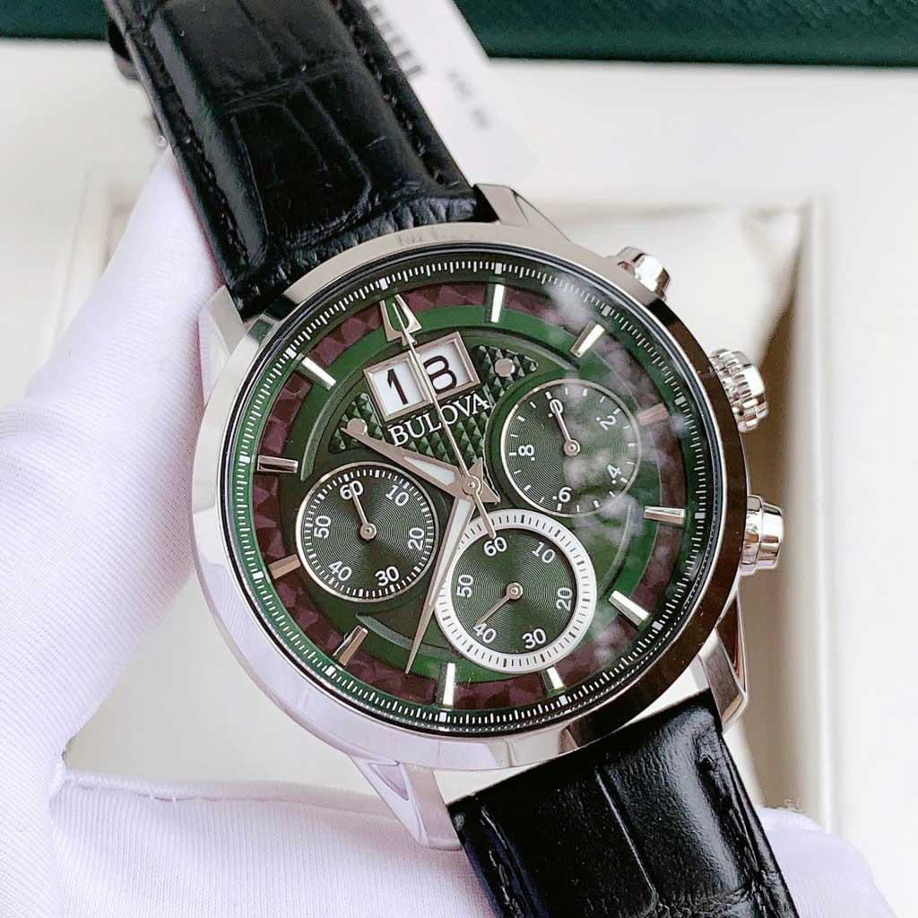 Đồng Hồ Nam Bulova 96B310 Sutton Chronograph Green Watch Authentic  