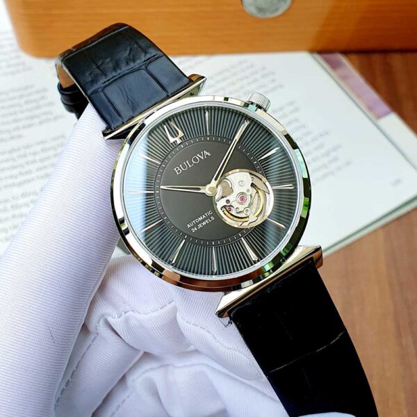 Đồng hồ Nam Bulova Regatta Automatic Black Dial Leather Strap Men’s Watch 96A234