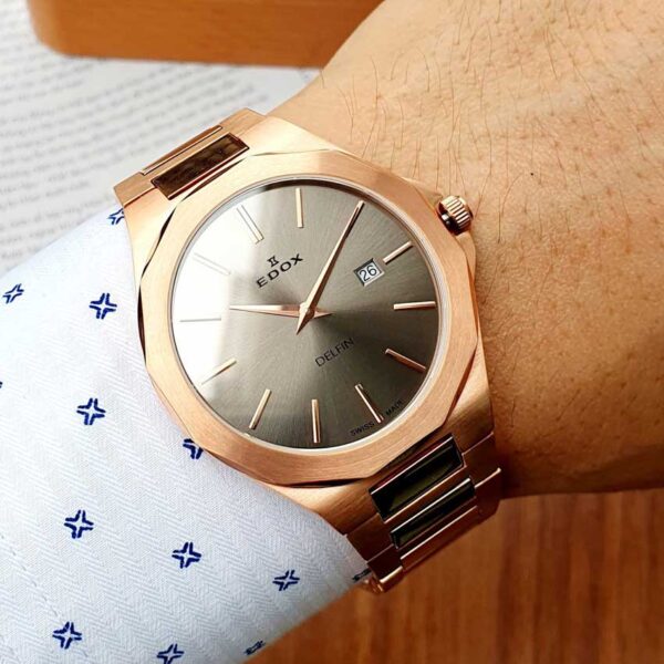 Đồng Hồ Nam Edox Delfin Rose Gold Steel 71289-37RM-AIR