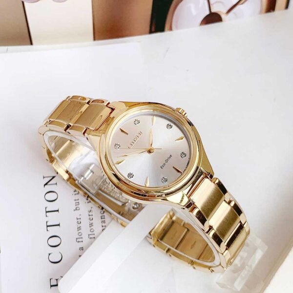 Đồng Hồ Nữ Citizen Corso Silver Dial Ladies Gold-Tone Watch FE2102-55A