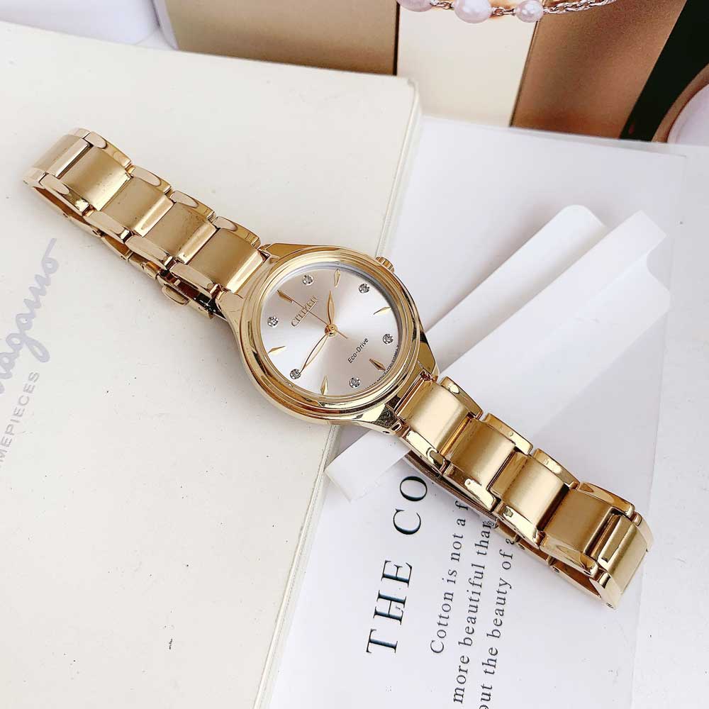 Đồng Hồ Nữ Citizen Corso Silver Dial Ladies Gold-Tone Watch FE2102-55A