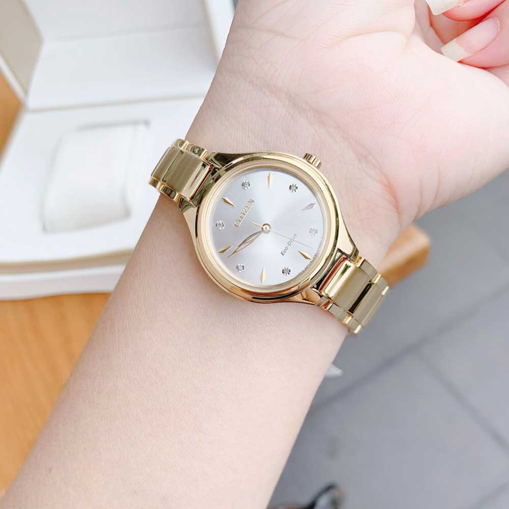 Đồng Hồ Nữ Citizen Corso Silver Dial Ladies Gold-Tone Watch FE2102-55A  