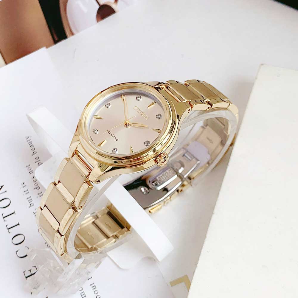 Đồng Hồ Nữ Citizen Corso Silver Dial Ladies Gold-Tone Watch FE2102-55A