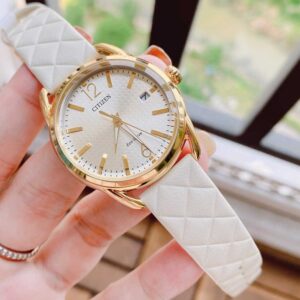 Đồng hồ nữ mặt số trắng dây da trắng