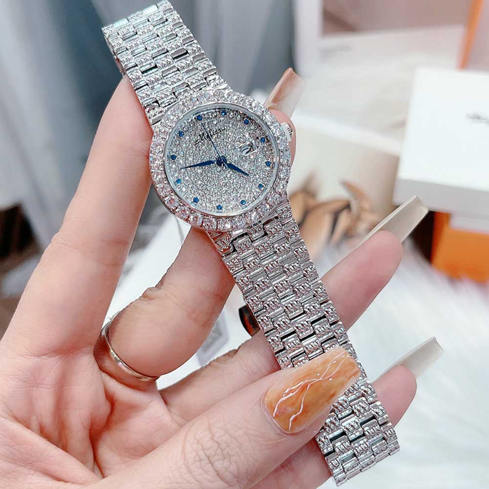 Đồng hồ nữ đính đá dây kim loại