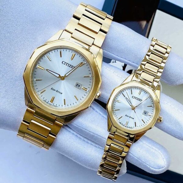 Đồng Hồ Cặp Citizen BM7492-57A & EW2582-59A Dây Kim Loại Chính Hãng
