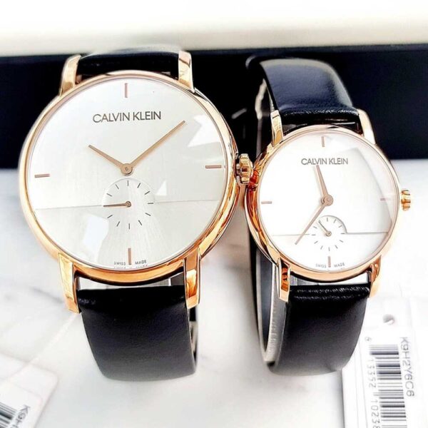 Đồng Hồ Cặp Nam Nữ Calvin Klein K9H2X6C6 & K9H2Y6C6 Dây Da Chính Hãng