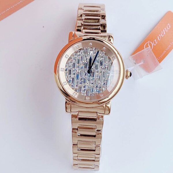 Đồng Hồ Nữ Davena Pin (Quartz) Dây Kim Loại Mạ Vàng Hồng
