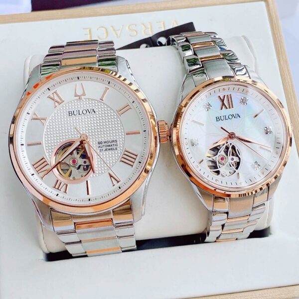 Đồng Hồ Cặp Nam Nữ Bulova 98A213-98P170 Automatic-Dây Kim Loại
