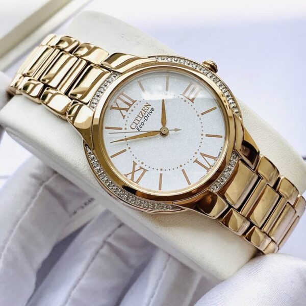 Đồng Hồ Nữ Citizen Ciena Diamond Eco-Drive Rose Gold EM0093-59A Dây Kim Loại