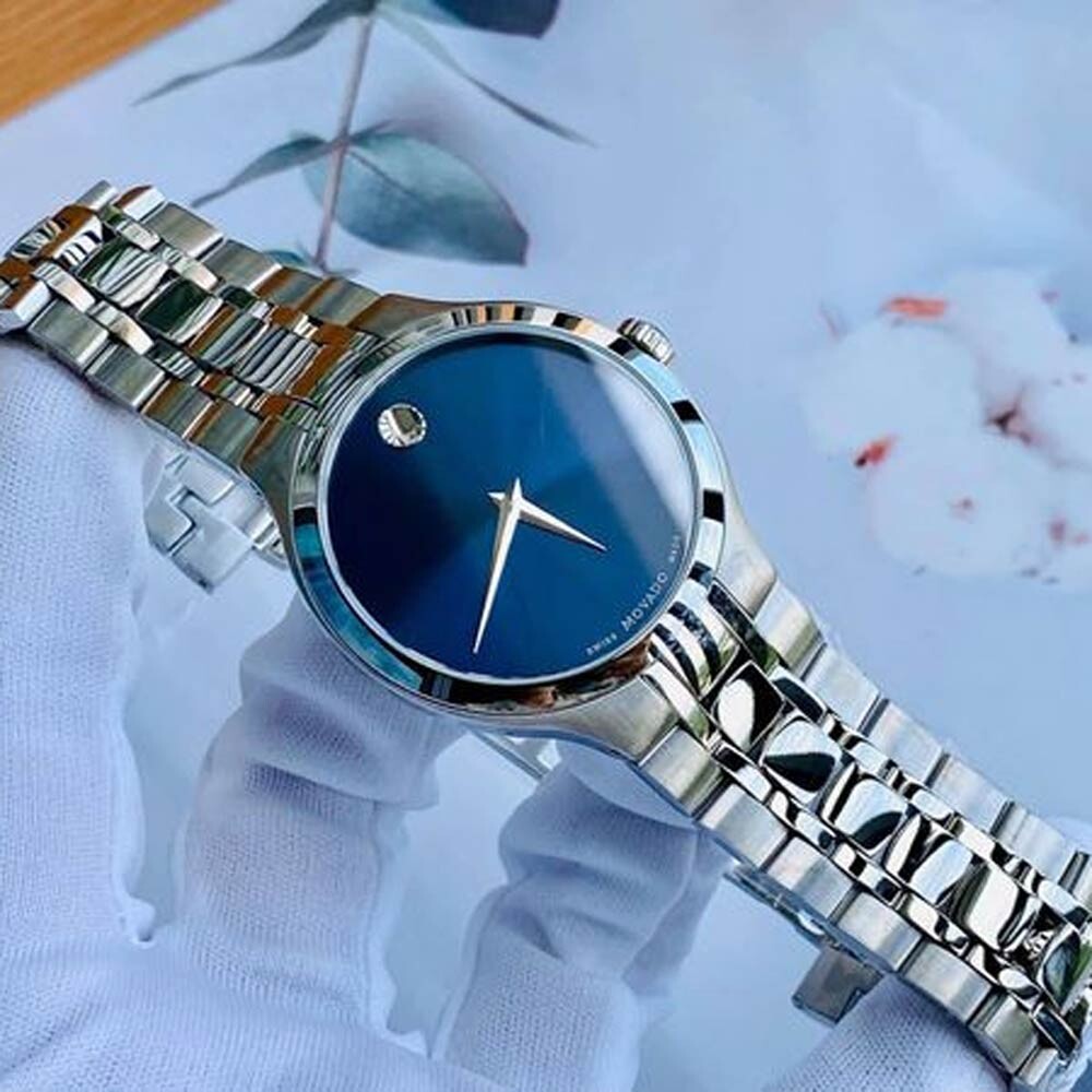 Đồng Hồ Nam Movado Collection 0606369 Blue Dial Steel Watch 38mm  