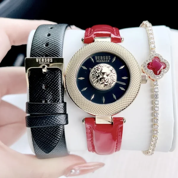 Đồng Hồ Nữ Thời Trang Versus Brick Pin Dây Da Đen