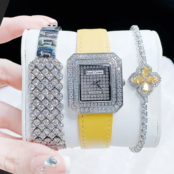 Đồng Hồ Nữ Royal Crown Full Swarovski 32mm Mặt Vuông