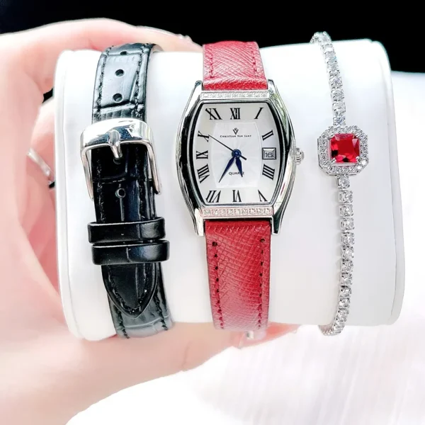 Đồng Hồ Nữ Christian Van Sant Quartz Dây Da Mặt Vuông