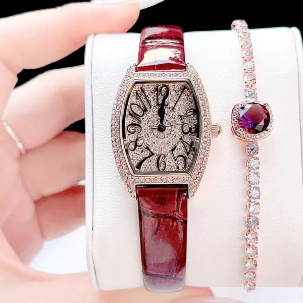 Đồng Hồ Nữ Kemil Sapphire 28mm Mặt Vuông